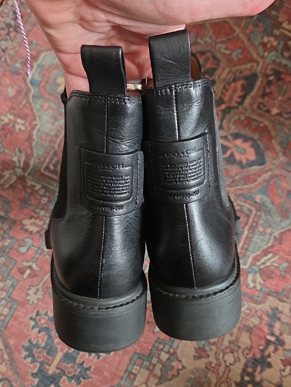 Coach Lyden Booties Black leather Chelsea Boots Size 10 - Picture 3 of 10
